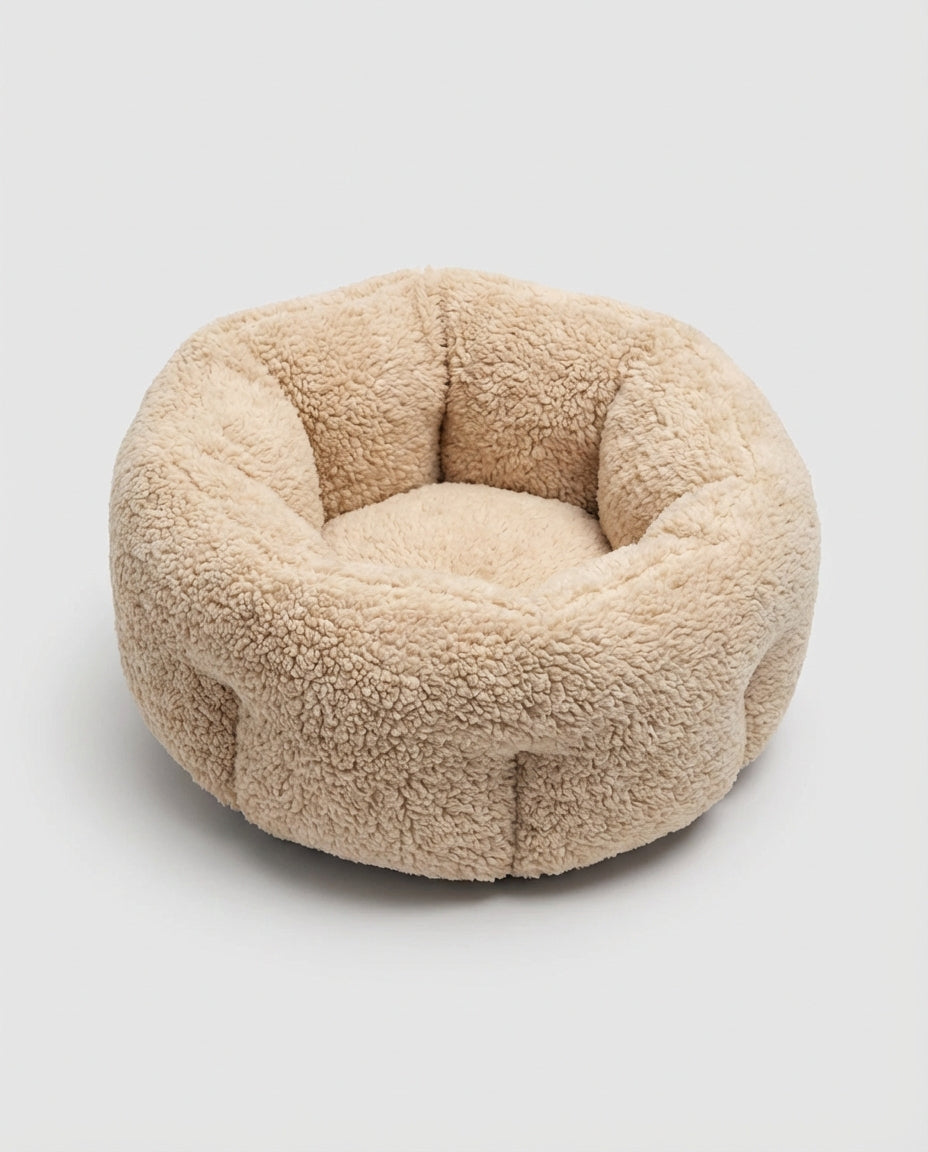Dog and Cat House Beds Round Sherpa Cushion | Indoor Use