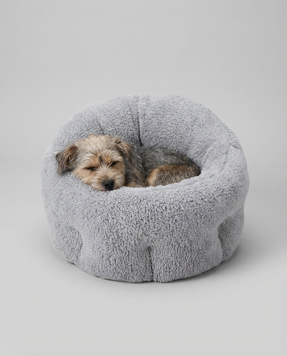 Dog and Cat House Beds Round Sherpa Cushion | Indoor Use
