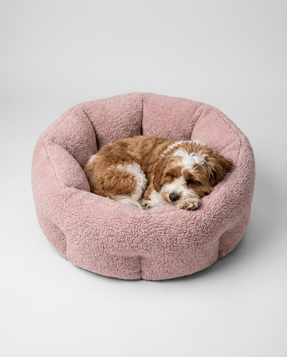 Dog and Cat House Beds Round Sherpa Cushion | Indoor Use