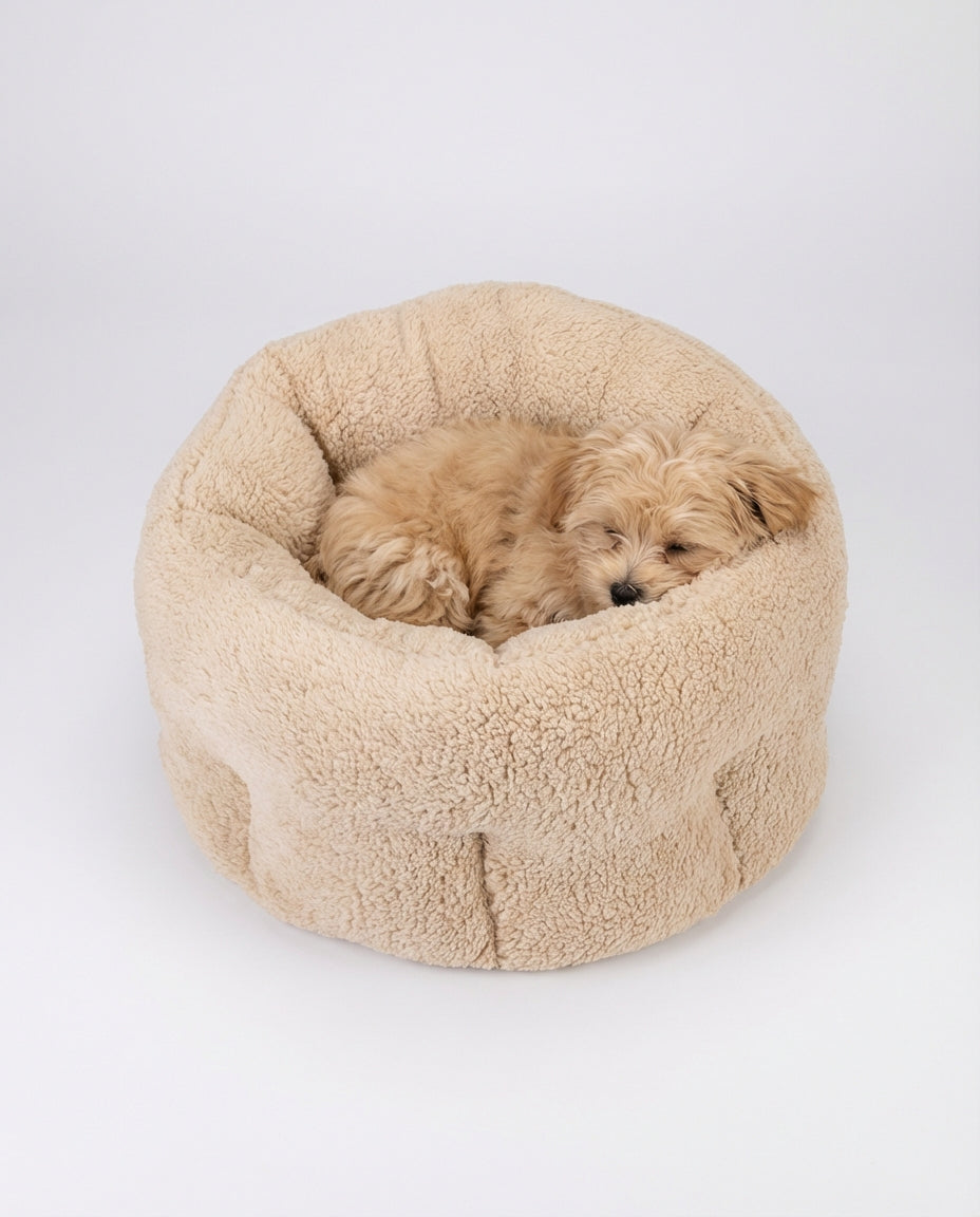 Dog and Cat House Beds Round Sherpa Cushion | Indoor Use