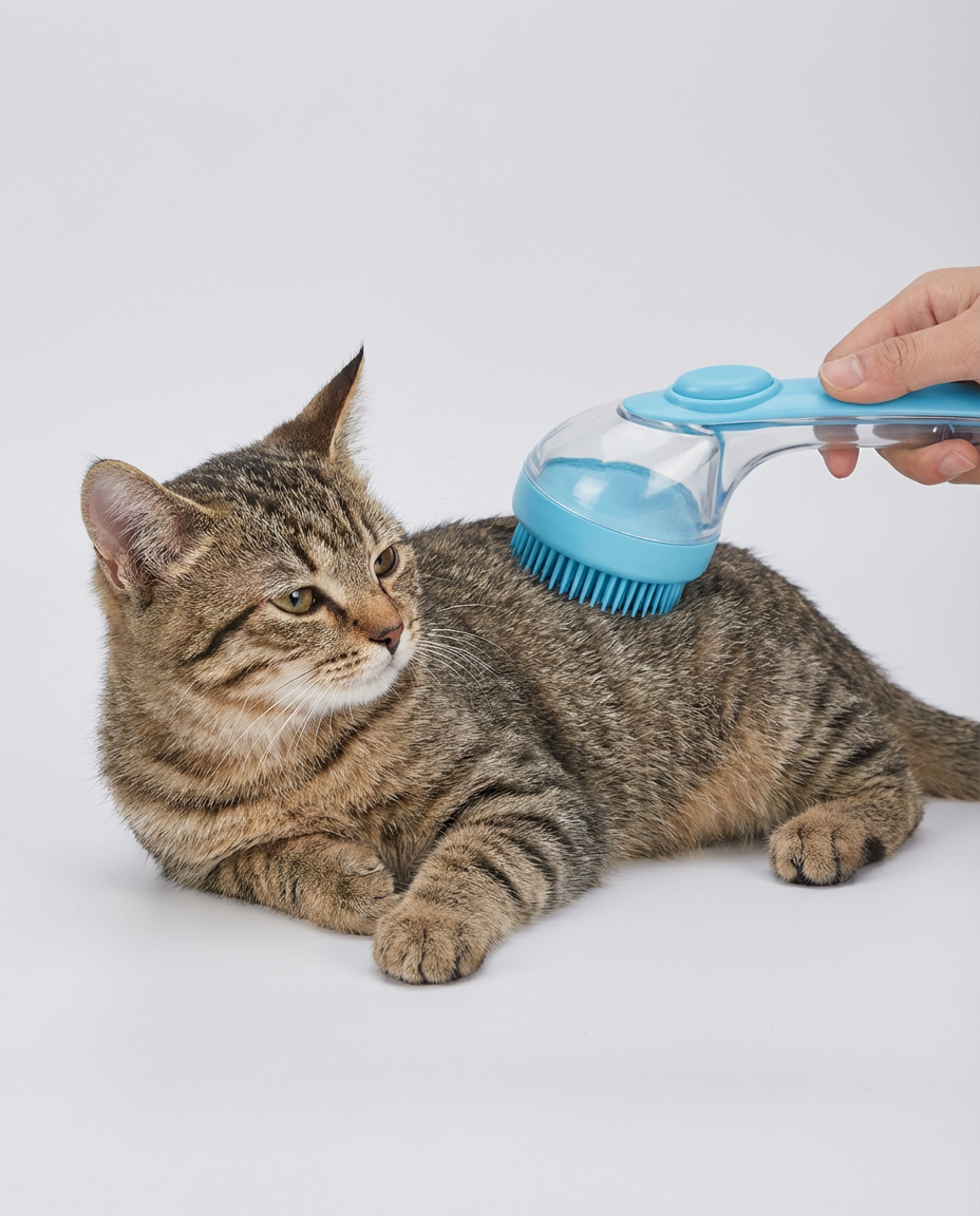 Pet Bath Brush Cleaning for Dogs and Cats Soap Dispenser | Grooming