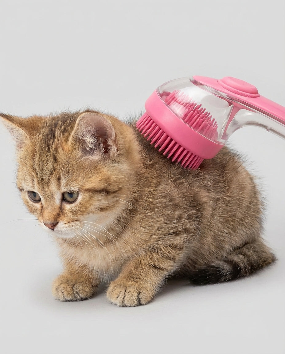 Pet Bath Brush Cleaning for Dogs and Cats Soap Dispenser | Grooming