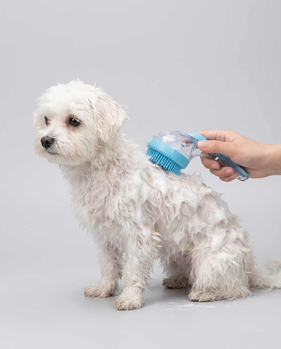 Pet Bath Brush Cleaning for Dogs and Cats Soap Dispenser | Grooming